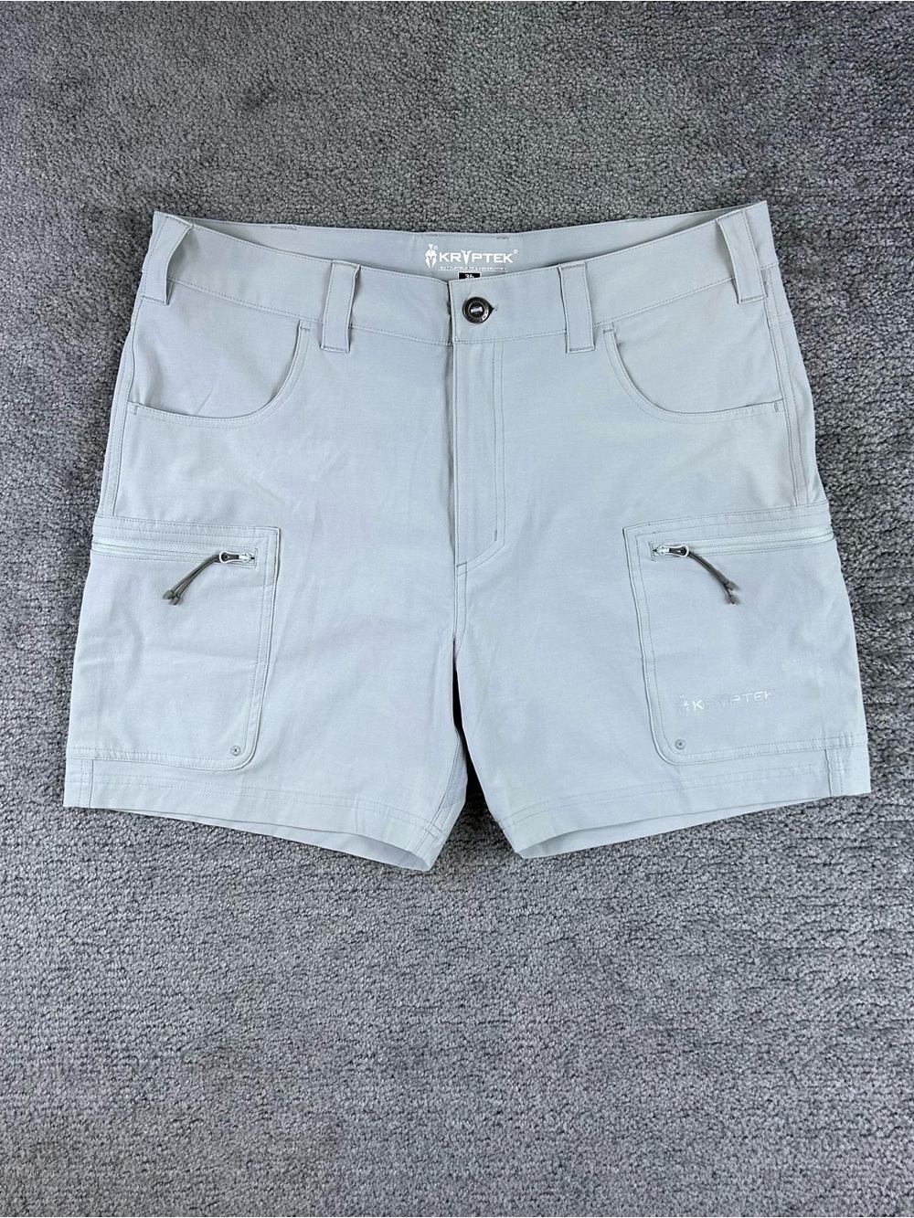 Kryptek Performance Fishing Shorts Mustang Island Mens 36 Gray Zip Pocket Cargo
